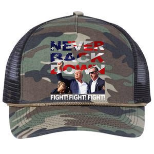 Trump Shooting Never Back Down Fighting Retro Rope Trucker Hat Cap