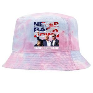 Trump Shooting Never Back Down Fighting Tie-Dyed Bucket Hat