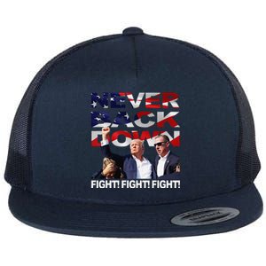 Trump Shooting Never Back Down Fighting Flat Bill Trucker Hat