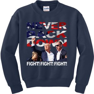 Trump Shooting Never Back Down Fighting Kids Sweatshirt