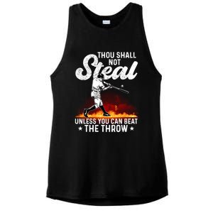 Thou Shall Not Steal Unless You Can Beat The Throw Baseball Gift Ladies PosiCharge Tri-Blend Wicking Tank