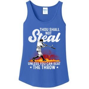 Thou Shall Not Steal Unless You Can Beat The Throw Baseball Gift Ladies Essential Tank