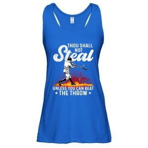 Thou Shall Not Steal Unless You Can Beat The Throw Baseball Gift Ladies Essential Flowy Tank