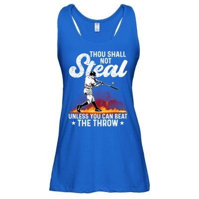 Thou Shall Not Steal Unless You Can Beat The Throw Baseball Gift Ladies Essential Flowy Tank