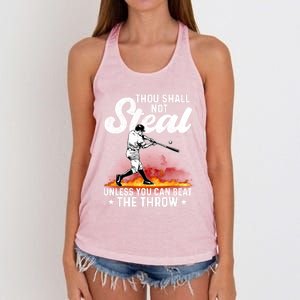 Thou Shall Not Steal Unless You Can Beat The Throw Baseball Gift Women's Knotted Racerback Tank