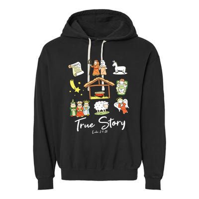 True Story Nativity Christmas Jesus Faith Based Christmas Garment-Dyed Fleece Hoodie