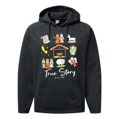 True Story Nativity Christmas Jesus Faith Based Christmas Performance Fleece Hoodie