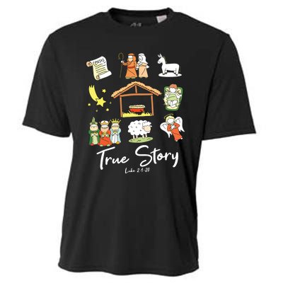 True Story Nativity Christmas Jesus Faith Based Christmas Cooling Performance Crew T-Shirt