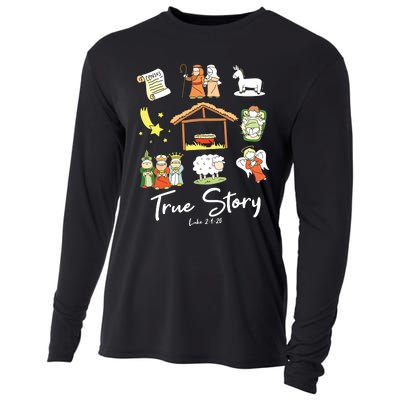 True Story Nativity Christmas Jesus Faith Based Christmas Cooling Performance Long Sleeve Crew