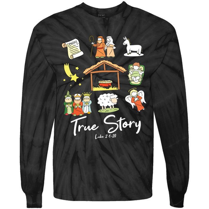 True Story Nativity Christmas Jesus Faith Based Christmas Tie-Dye Long Sleeve Shirt