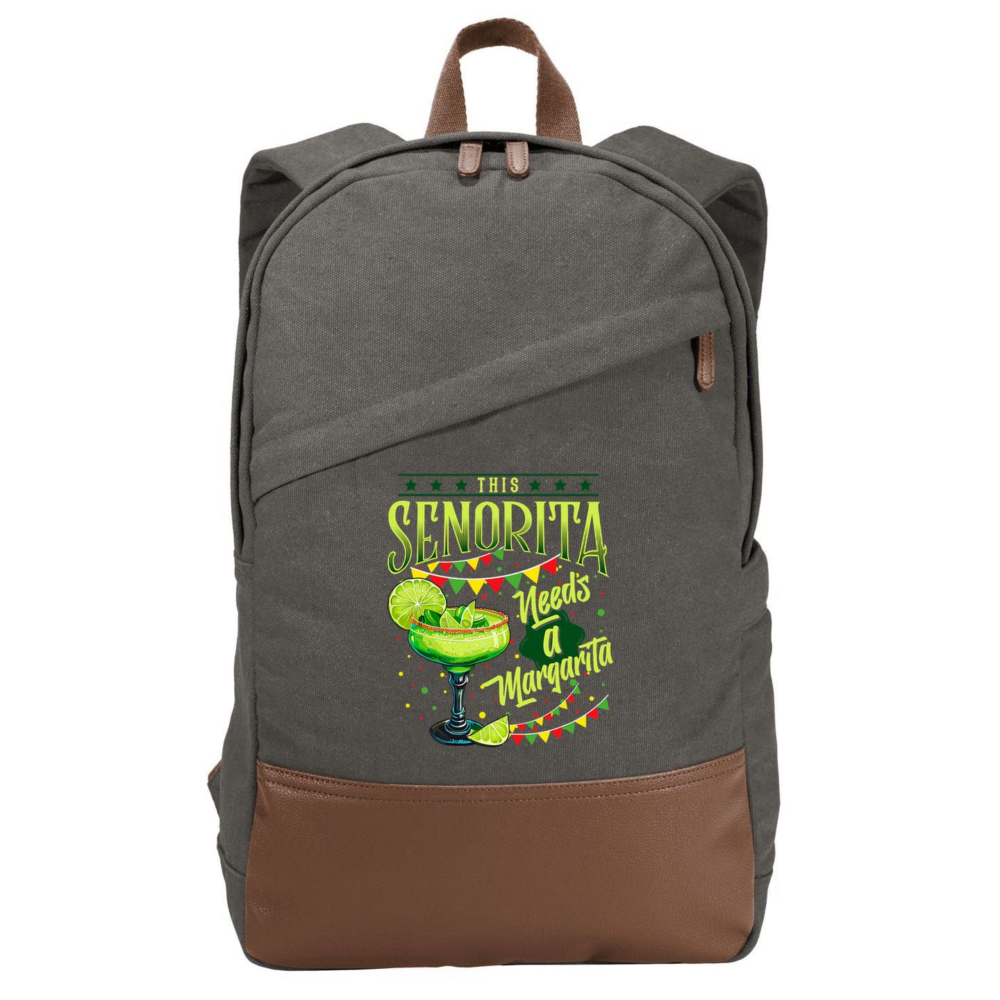 This Senorita Needs A Margarita Funny Cinco De Mayo Cute Cotton Canvas Backpack