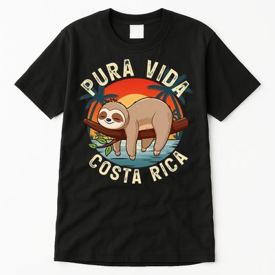 Tropical Sunset Nature Sloth Costa Rica Pura Vida Beach Gift Tall T-Shirt