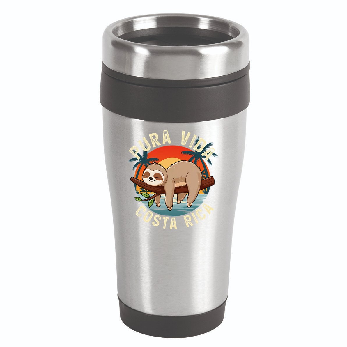Tropical Sunset Nature Sloth Costa Rica Pura Vida Beach Gift 16oz Travel Tumbler
