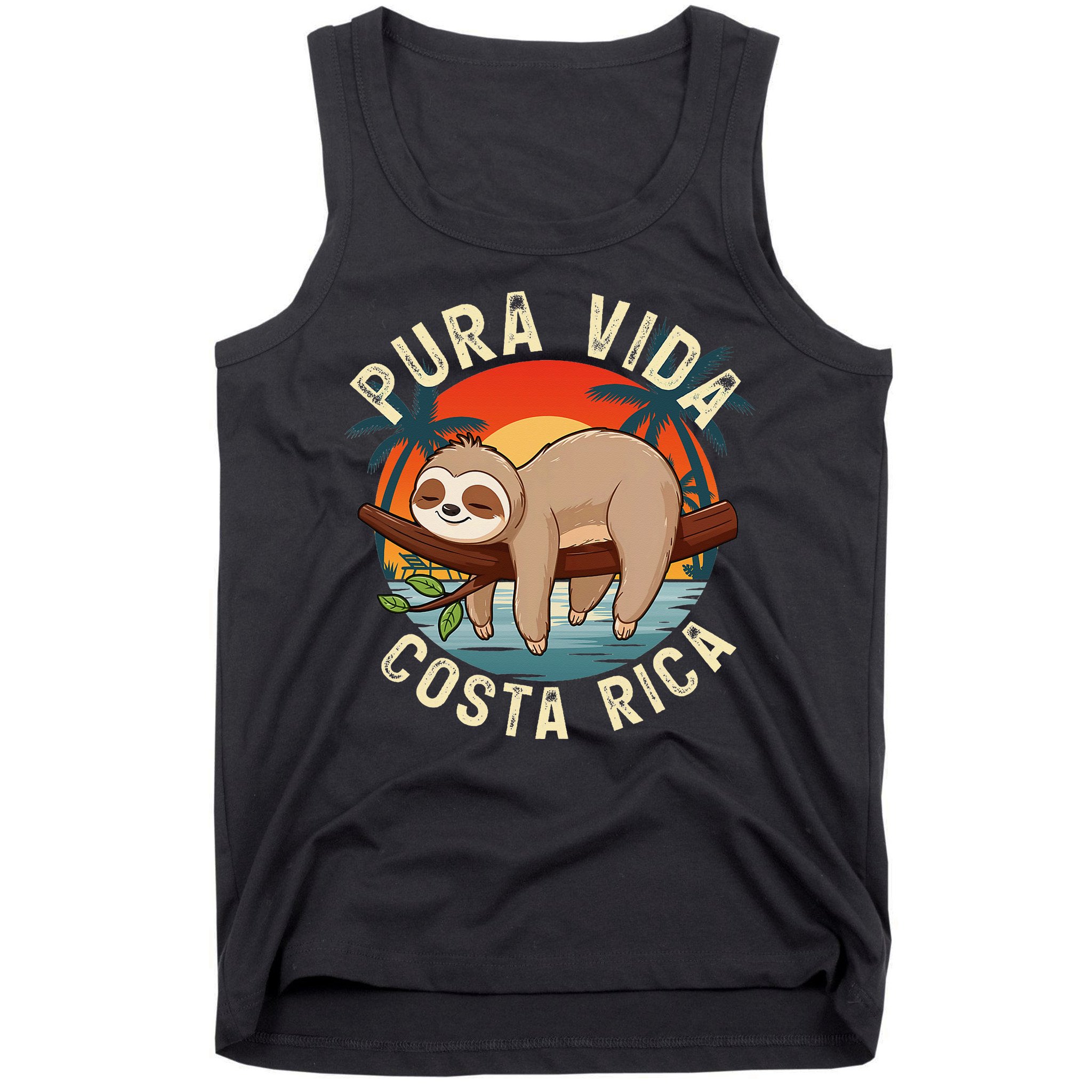 Tropical Sunset Nature Sloth Costa Rica Pura Vida Beach Gift Tank Top