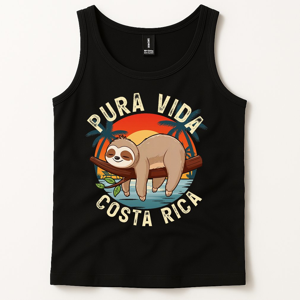 Tropical Sunset Nature Sloth Costa Rica Pura Vida Beach Gift Tank Top