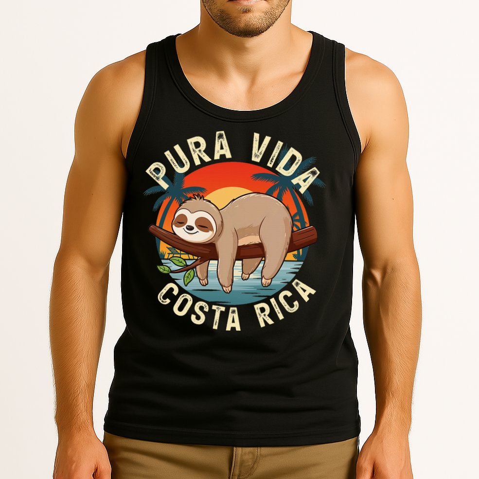 Tropical Sunset Nature Sloth Costa Rica Pura Vida Beach Gift Tank Top