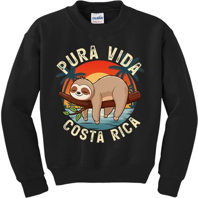 Tropical Sunset Nature Sloth Costa Rica Pura Vida Beach Gift Kids Sweatshirt