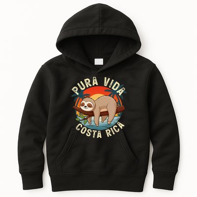 Tropical Sunset Nature Sloth Costa Rica Pura Vida Beach Gift Kids Hoodie