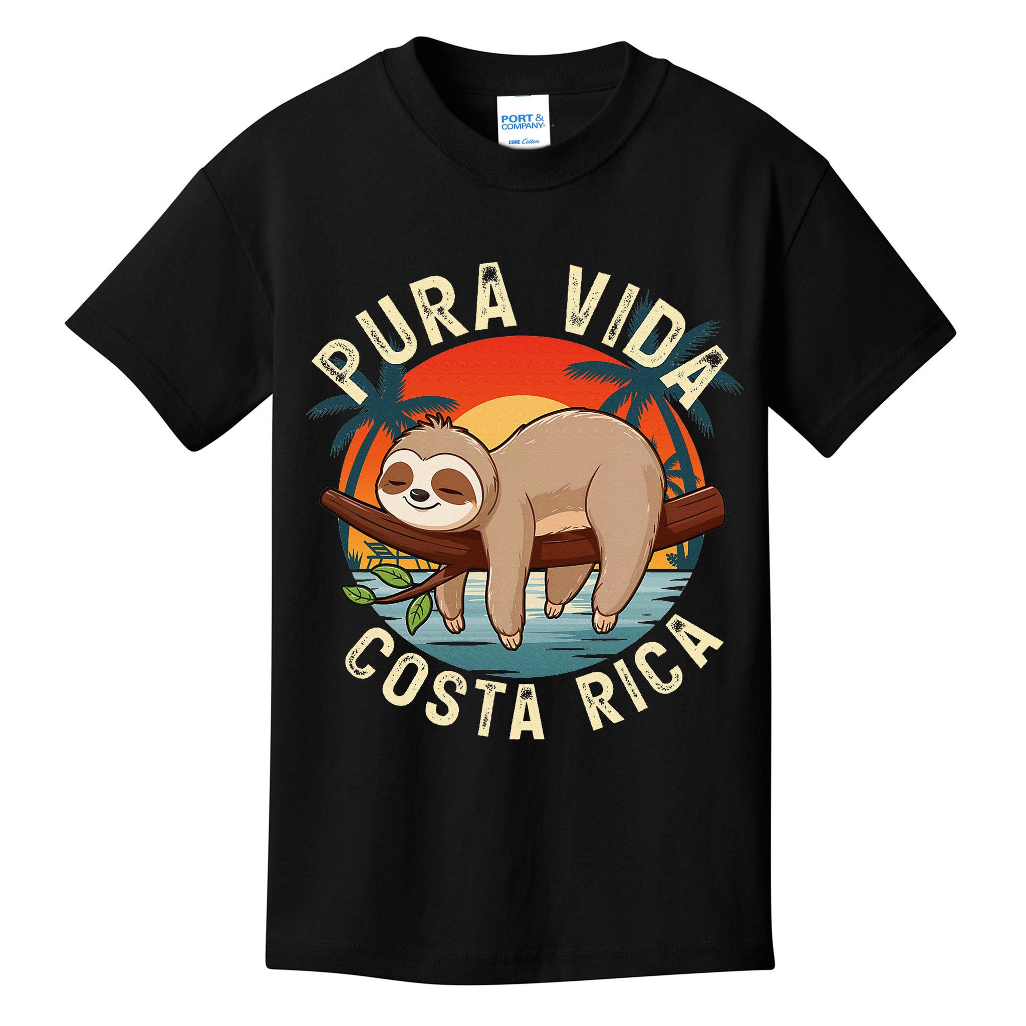 Tropical Sunset Nature Sloth Costa Rica Pura Vida Beach Gift Kids T-Shirt