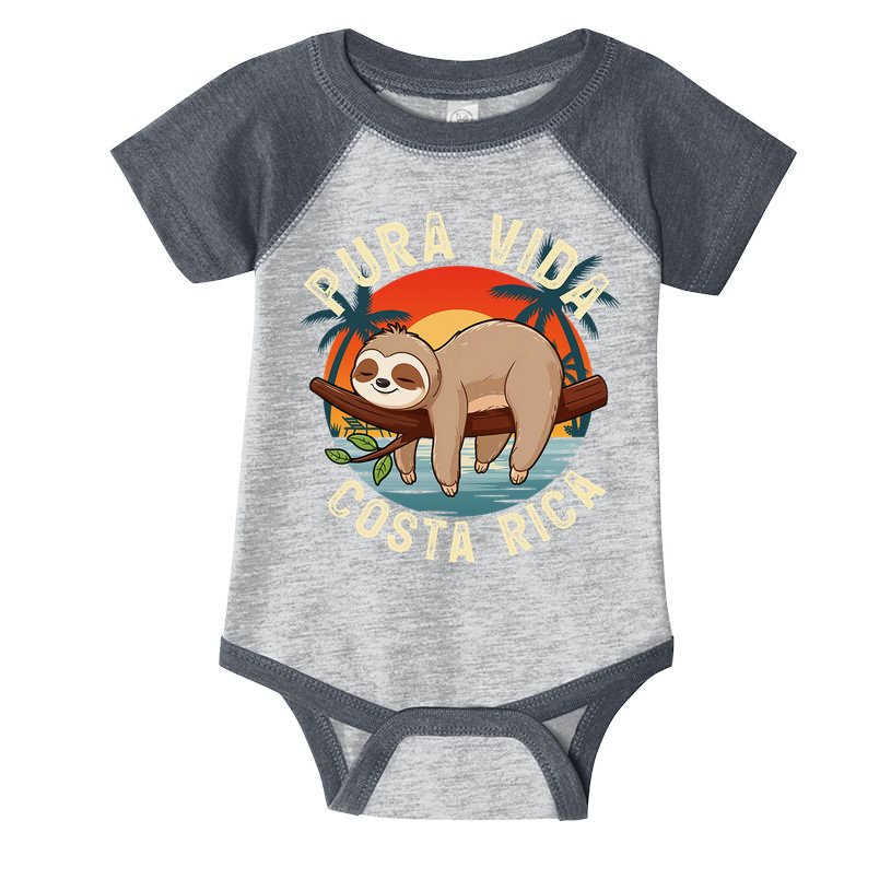 Tropical Sunset Nature Sloth Costa Rica Pura Vida Beach Gift Infant Baby Jersey Bodysuit