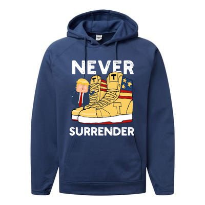 Trump Sneakers Never Surrender Pro Trump Sneakers Performance Fleece Hoodie