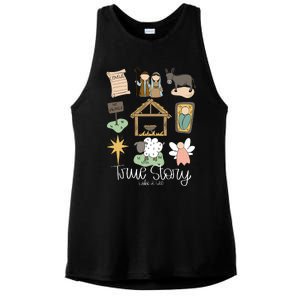 True Story Nativity Christmas Baby God Jesus Christian Ladies PosiCharge Tri-Blend Wicking Tank