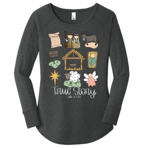 True Story Nativity Christmas Baby God Jesus Christian Women's Perfect Tri Tunic Long Sleeve Shirt