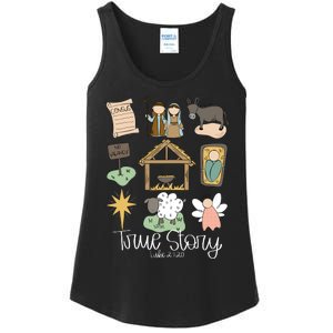 True Story Nativity Christmas Baby God Jesus Christian Ladies Essential Tank