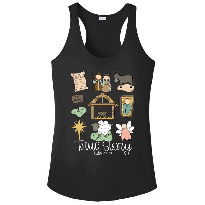 True Story Nativity Christmas Baby God Jesus Christian Ladies PosiCharge Competitor Racerback Tank