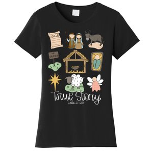 True Story Nativity Christmas Baby God Jesus Christian Women's T-Shirt