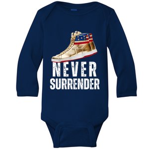 Trump Sneakers Never Surrender Pro Trump Sneakers Baby Long Sleeve Bodysuit