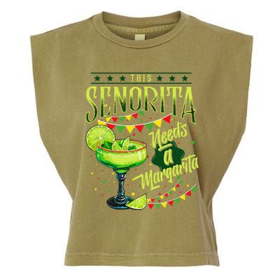 This Senorita Needs A Margarita Funny Cinco De Mayo Cute Garment-Dyed Women's Muscle Tee