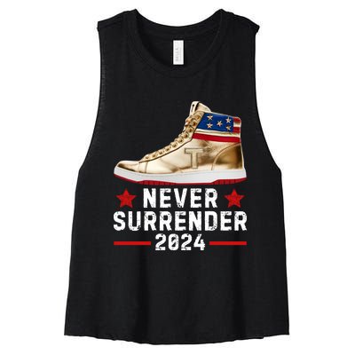 Trump Sneakers Never Surrender Pro Trump Women's Racerback Cropped Tank