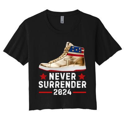 Trump Sneakers Never Surrender Pro Trump Women's Crop Top Tee