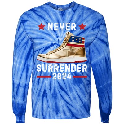 Trump Sneakers Never Surrender Pro Trump Tie-Dye Long Sleeve Shirt