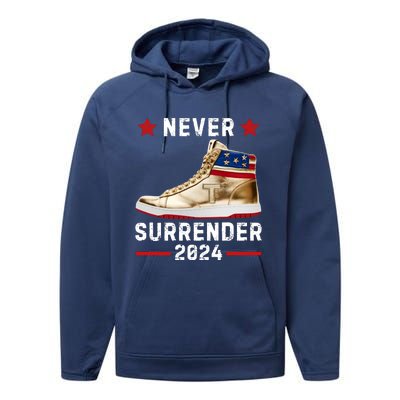 Trump Sneakers Never Surrender Pro Trump Performance Fleece Hoodie