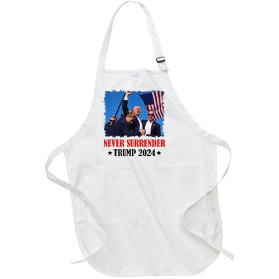 Trump Shot Never Surrender 2024 Pennsylvania Rally Full-Length Apron With Pockets