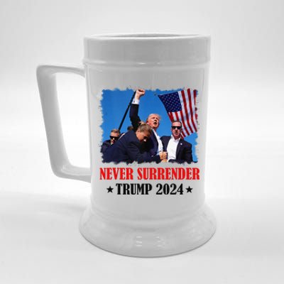 Trump Shot Never Surrender 2024 Pennsylvania Rally Beer Stein