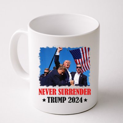 Trump Shot Never Surrender 2024 Pennsylvania Rally Coffee Mug