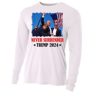 Trump Shot Never Surrender 2024 Pennsylvania Rally Cooling Performance Long Sleeve Crew