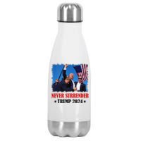 Trump Shot Never Surrender 2024 Pennsylvania Rally Stainless Steel Insulated Water Bottle