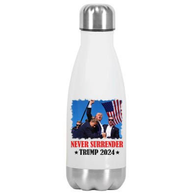 Trump Shot Never Surrender 2024 Pennsylvania Rally Stainless Steel Insulated Water Bottle