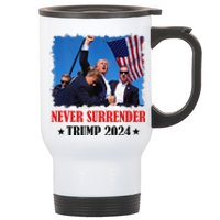 Trump Shot Never Surrender 2024 Pennsylvania Rally Stainless Steel Travel Mug