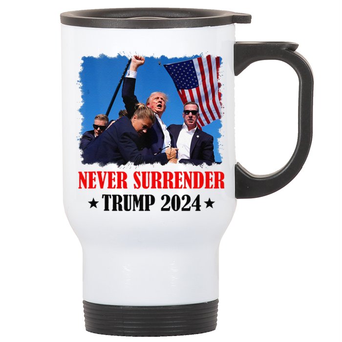 Trump Shot Never Surrender 2024 Pennsylvania Rally Stainless Steel Travel Mug