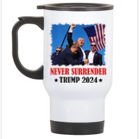 Trump Shot Never Surrender 2024 Pennsylvania Rally Stainless Steel Travel Mug