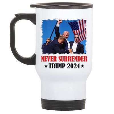 Trump Shot Never Surrender 2024 Pennsylvania Rally Stainless Steel Travel Mug