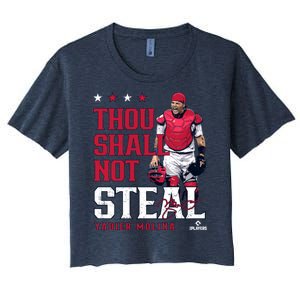 Thou Shall Not Steal Yadier Molina St Louis Women's Crop Top Tee