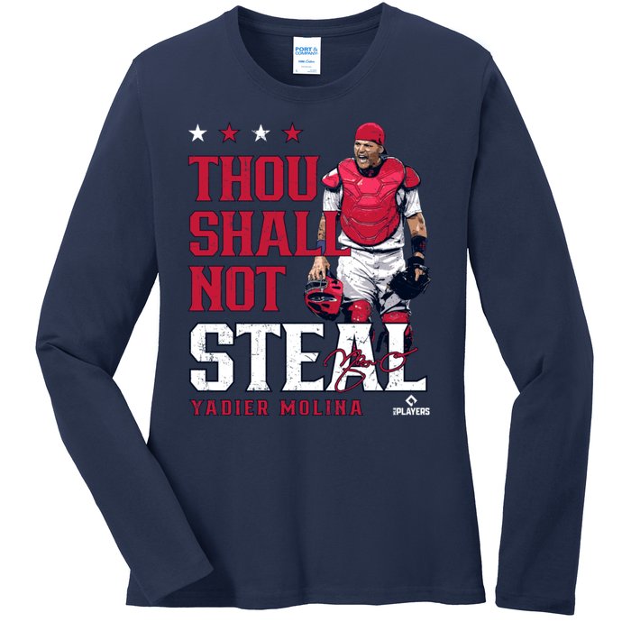 Thou Shall Not Steal Yadier Molina St Louis Ladies Long Sleeve Shirt