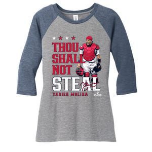 Thou Shall Not Steal Yadier Molina St Louis Women's Tri-Blend 3/4-Sleeve Raglan Shirt