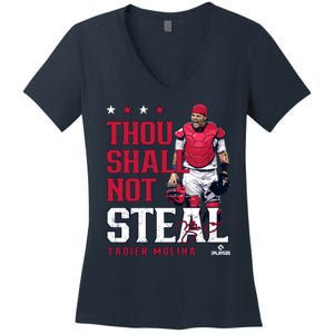 Thou Shall Not Steal Yadier Molina St Louis Women's V-Neck T-Shirt